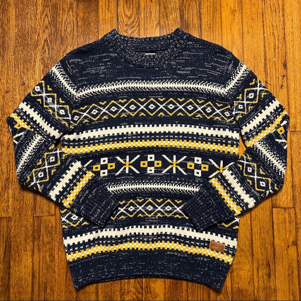 Jack & Jones Pullover Sweater Size Small Blue Yellow Festive